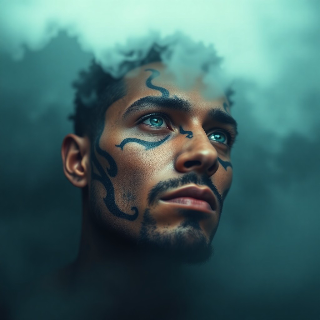 AI generated art for prompt: An ethereal mist reveals a captivating portrait of an enigmatic figure with a mysterious allure. Vie