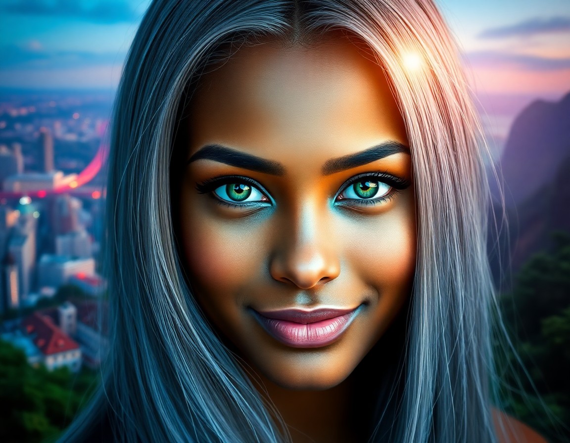 AI generated art for prompt: Create an incredibly lifelike close-up portrait of a young Caribbean woman with smooth porcelain ski