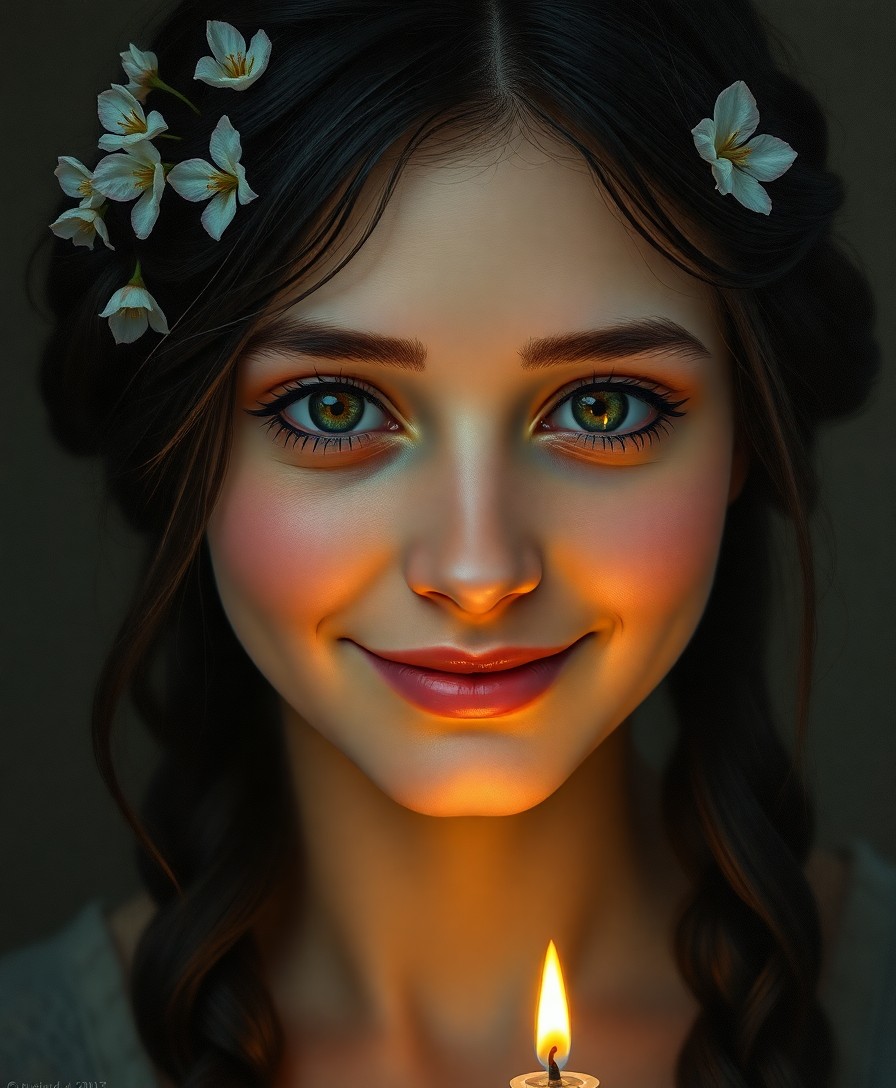 AI generated art for prompt: Craft a photorealistic oil painting portrait of a young Slavic woman with an enchanting gaze and eni