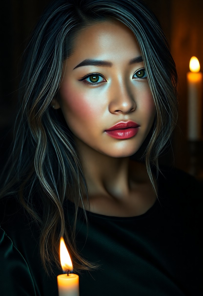 AI generated art for prompt: A photorealistic portrait emulates a fine art oil painting, showcasing the enigmatic presence of a P