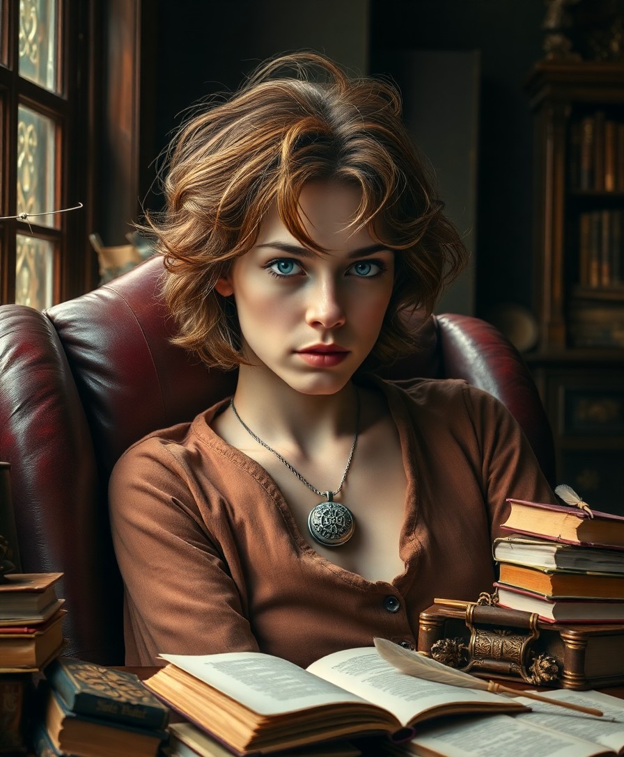 AI generated art for prompt: A Dutch Golden Age-inspired portrait depicts a pensive poet enveloped in melancholy amidst their clu