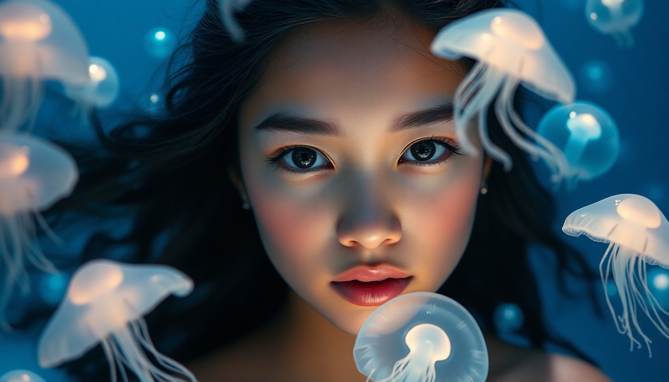 AI generated art for prompt: Craft a photorealistic portrait of a youthful Micronesian woman with mesmerizing eyes, seemingly flo