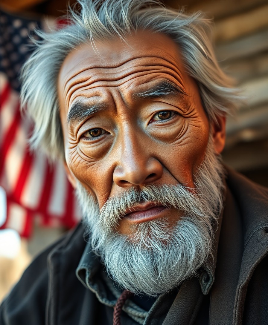 AI generated art for prompt: Craft an ultra-realistic portrait of a charismatic older East Asian man with grizzled features, capt