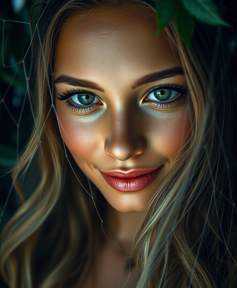 AI generated art for prompt: A highly detailed, ultrarealistic portrait captures the enigmatic gaze of a Polynesian woman with pi