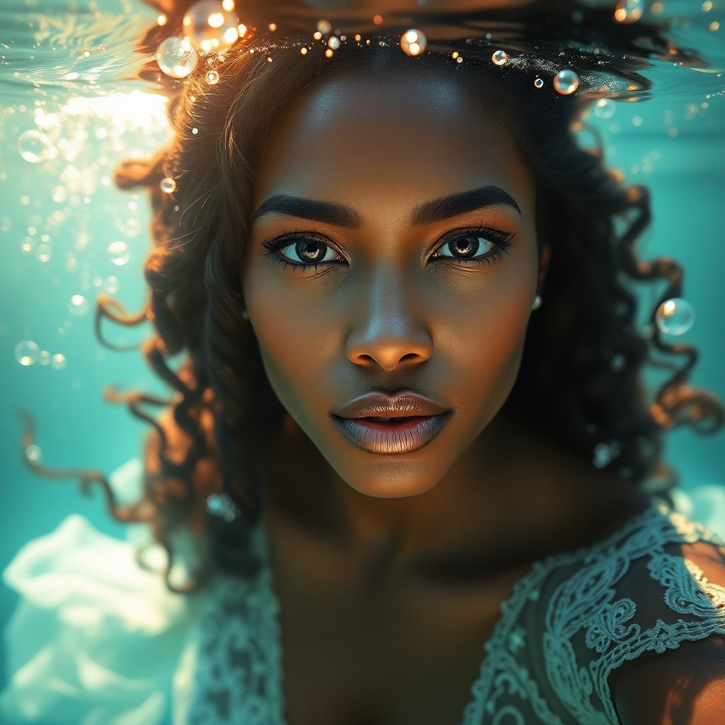 AI generated art for prompt: A captivating portrait, rendered with digital precision, captures a mesmerizing Caribbean woman, her