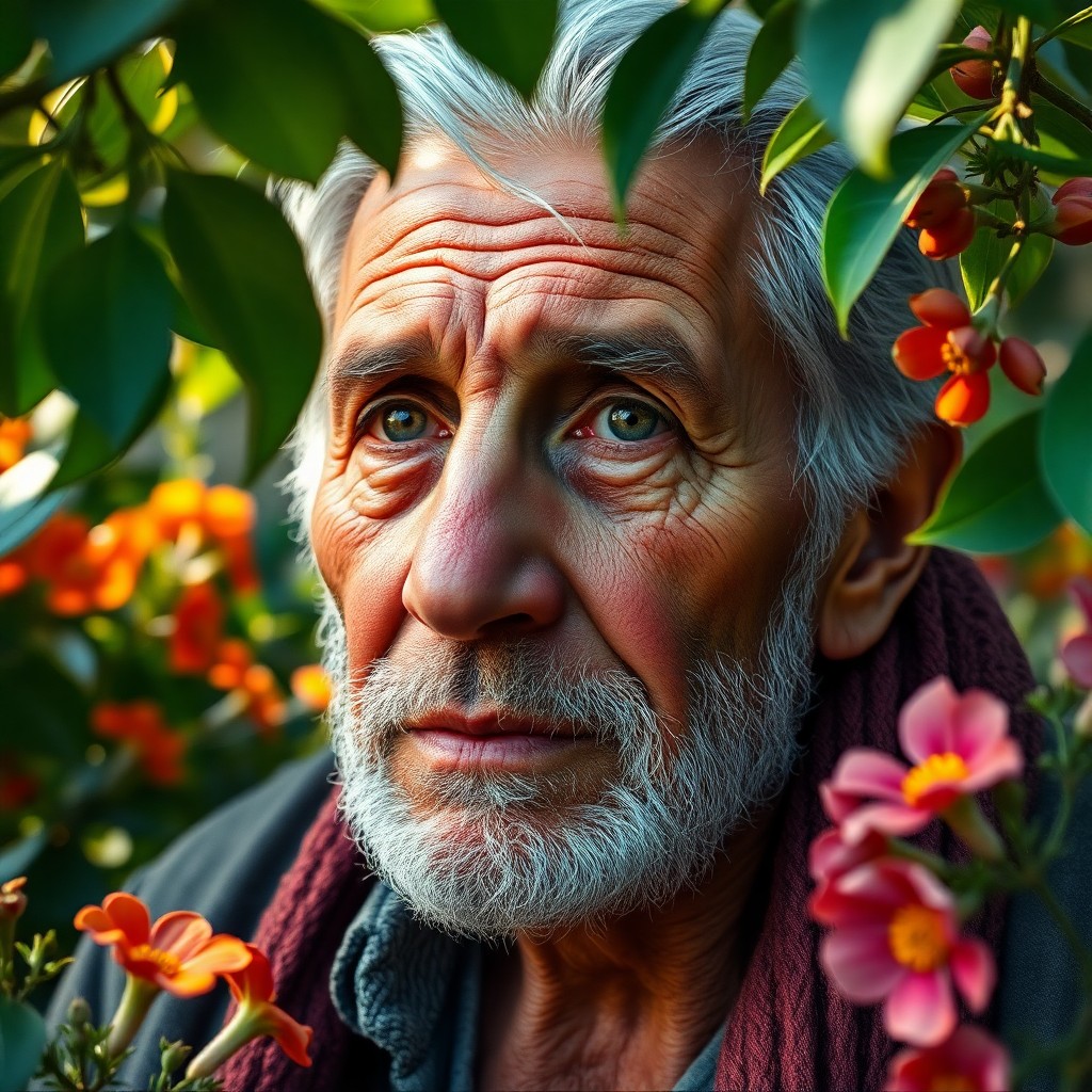 AI generated art for prompt: Craft an ultra-realistic portrait of an aged Mediterranean man with warm, sage eyes exuding a world-