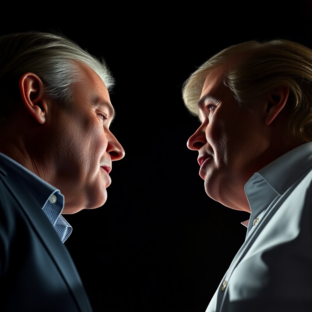 AI generated art for prompt: Render a photorealistic portrait of an intense political debate, capturing the striking facial expre