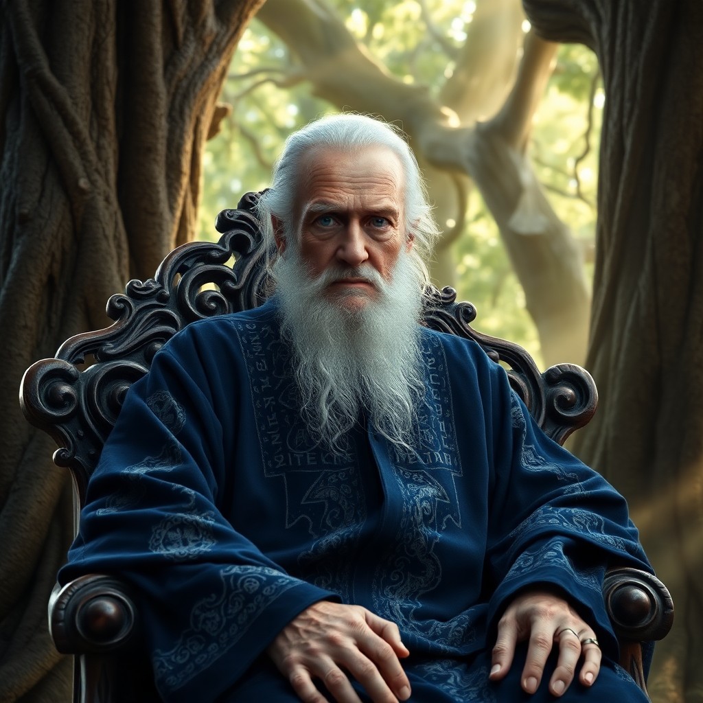 AI generated art for prompt: Envision a photorealistic portrait of an elderly wizard with a shabby-chic aesthetic and a wise, eni