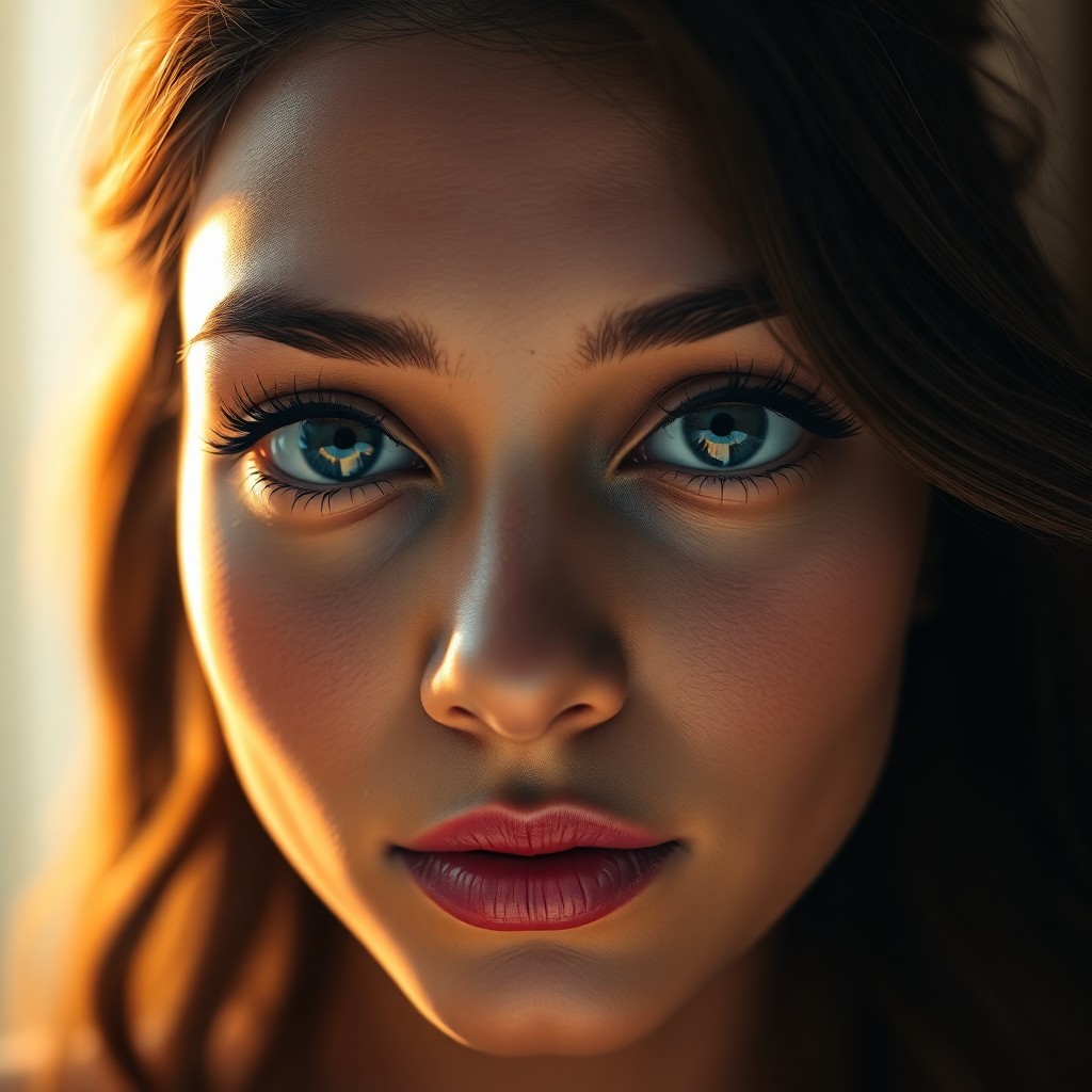 AI generated art for prompt: Craft an intimate photorealistic portrait of a South Asian woman with captivating blue eyes and flaw