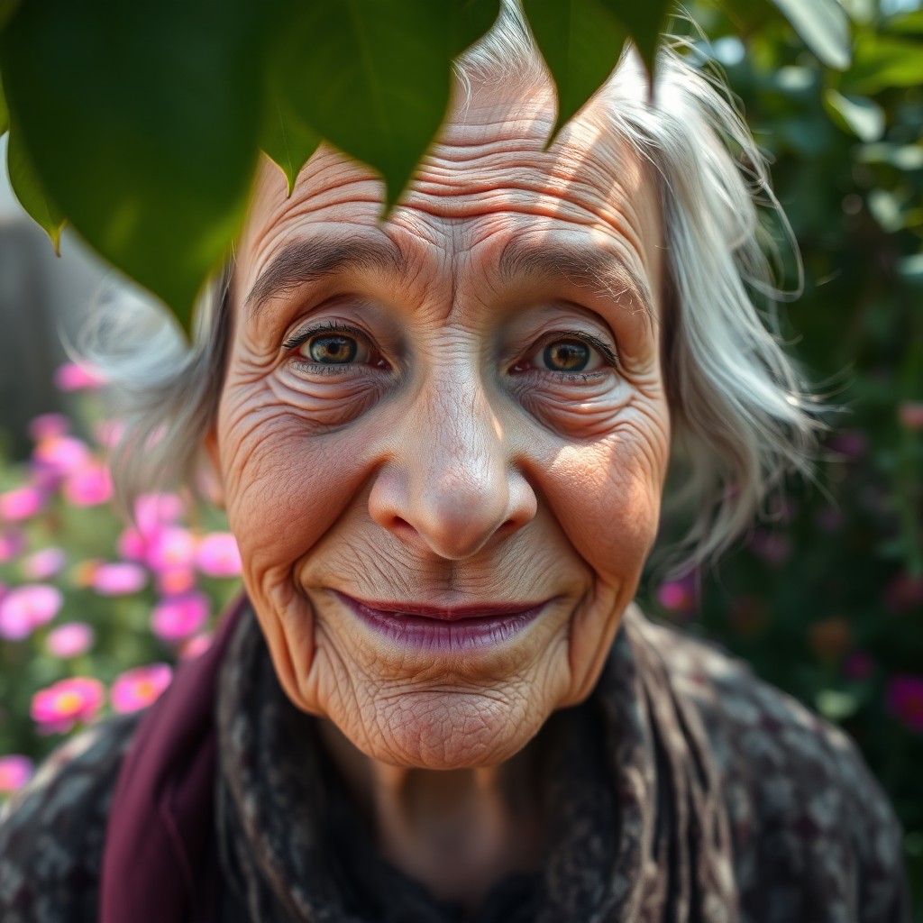 AI generated art for prompt: A highly detailed close-up portrait showcases an elderly Central Asian woman with wise, soulful eyes