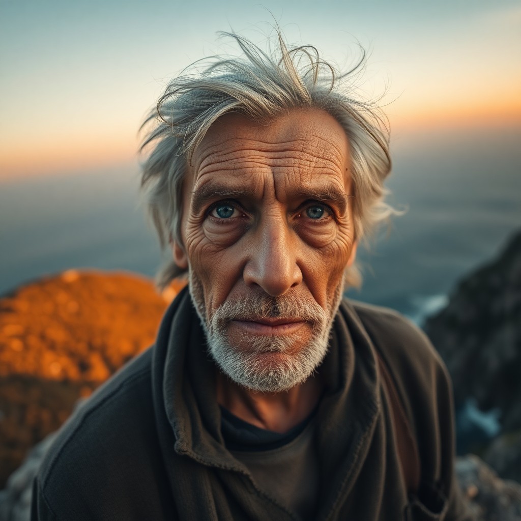 AI generated art for prompt: Craft a photorealistic portrait of an elderly Mediterranean man with weathered features, deep wrinkl