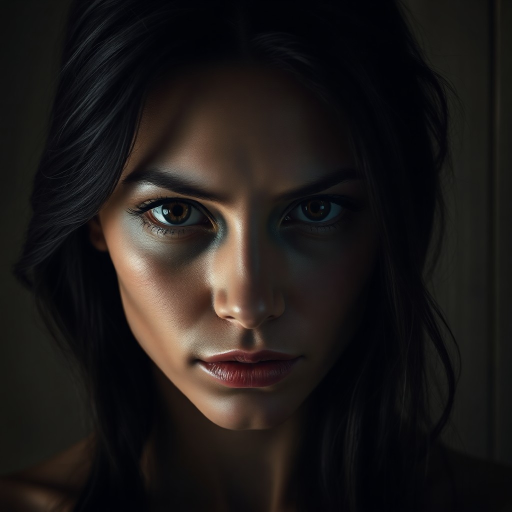 AI generated art for prompt: Craft an ultrarealistic portrait inspired by Caravaggio's chiaroscuro, featuring a captivating subje