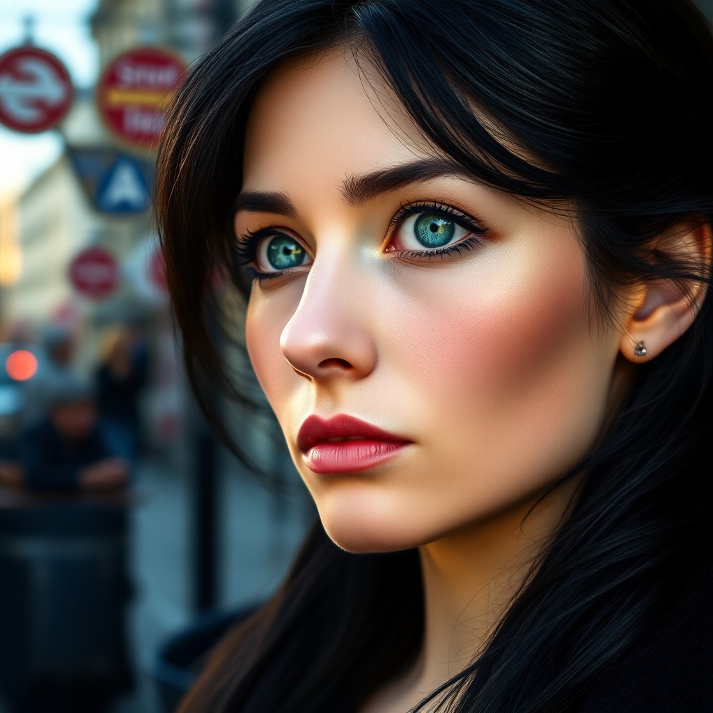 AI generated art for prompt: Imagine a smartphone portrait of an enigmatic Eastern European woman with captivating green eyes and