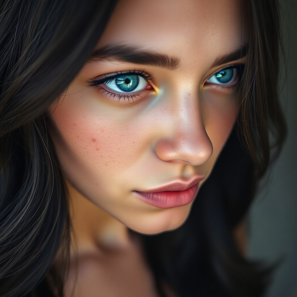 AI generated art for prompt: Envision a portrait photograph, showcasing the serene beauty of a young Latin American woman with po