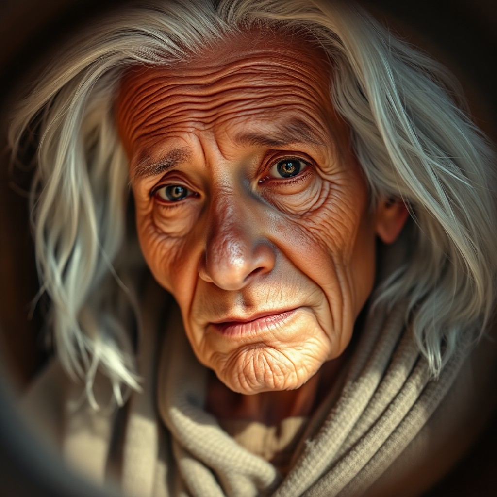 AI generated art for prompt: A captivating photorealistic portrait photograph captures a wise elder's essence, their wrinkled ski