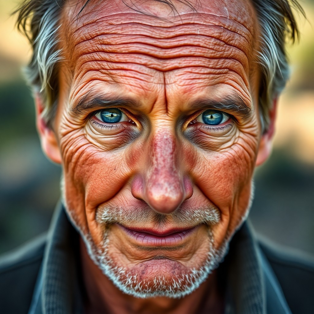 AI generated art for prompt: Craft a fine art photography portrait of a Southern European man with weathered skin, his face beari