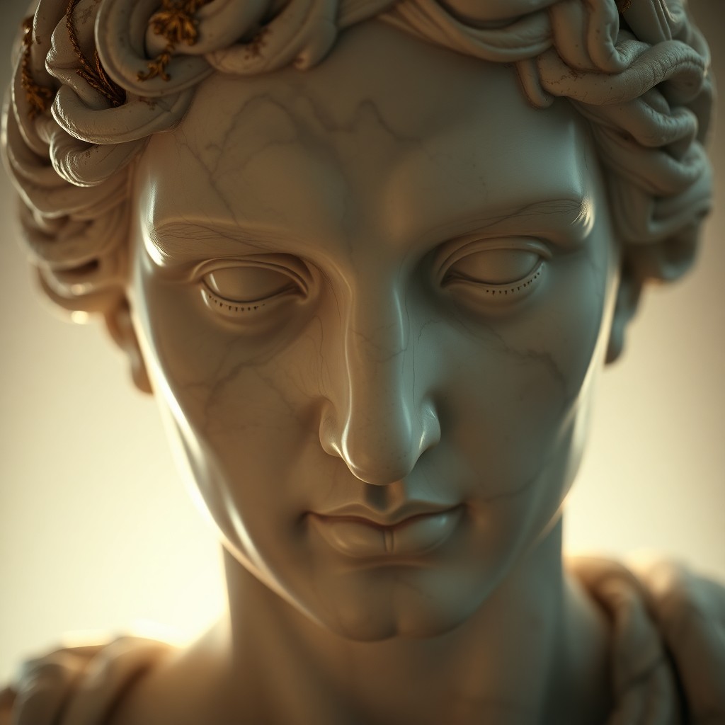 AI generated art for prompt: Elevate an ancient Greco-Roman statue to hyperrealism, blending Renaissance and Baroque influences. 