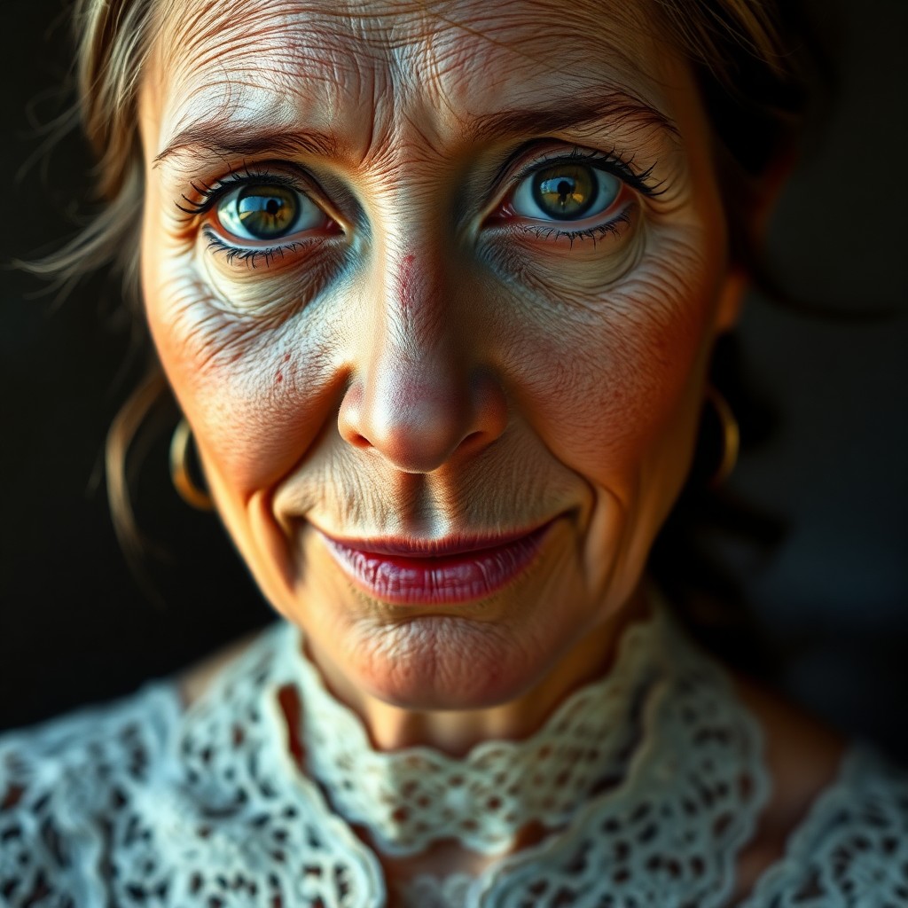 AI generated art for prompt: Imagine a captivating hyperrealistic oil painting portrait of a middle-aged Mediterranean woman with