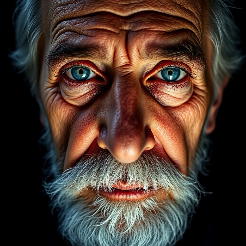 AI generated art for prompt: Embrace the chiaroscuro lighting style of Caravaggio for a captivating close-up portrait of an elder