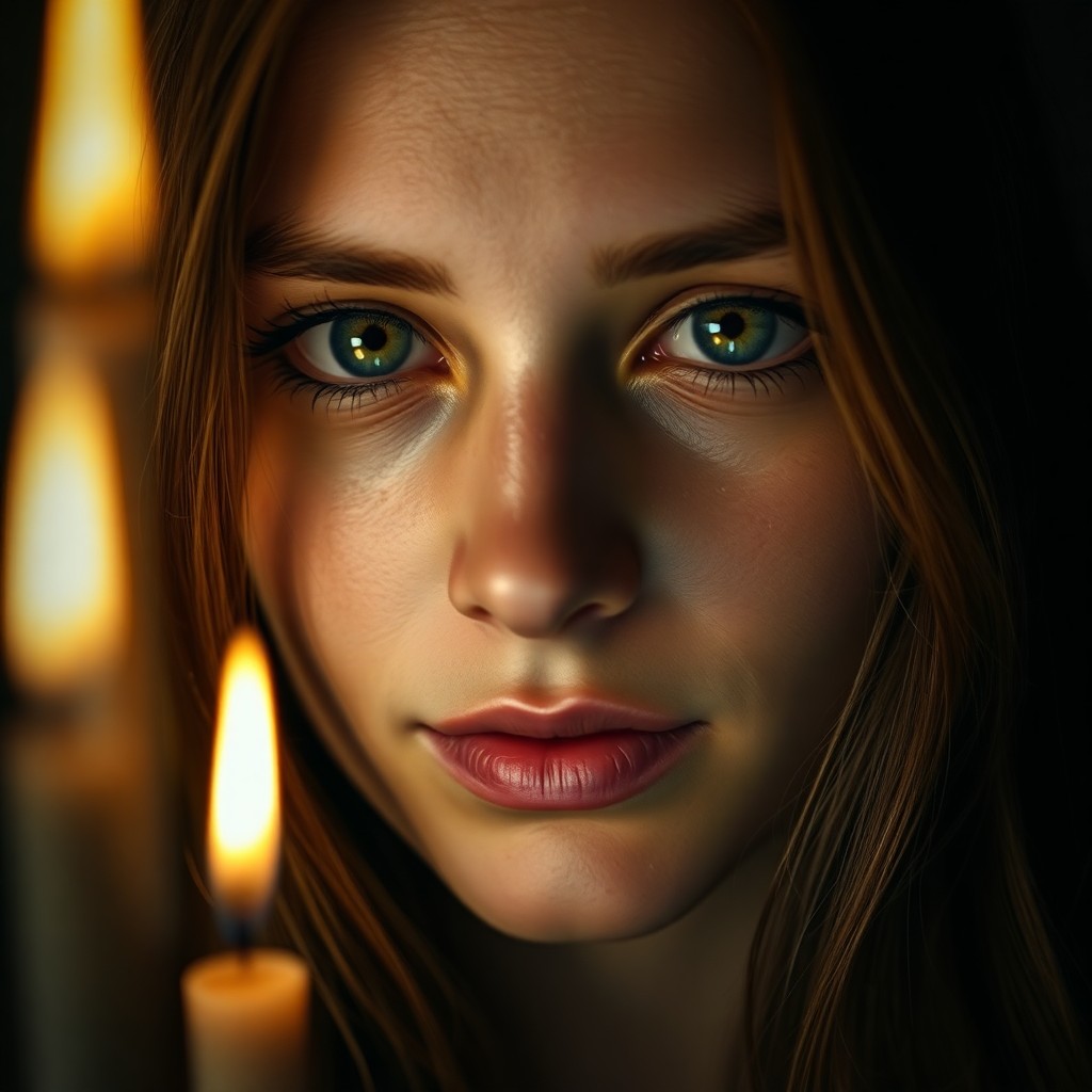 AI generated art for prompt: A close-up portrait of a young Southern European woman reveals her captivating gaze with wistful gre