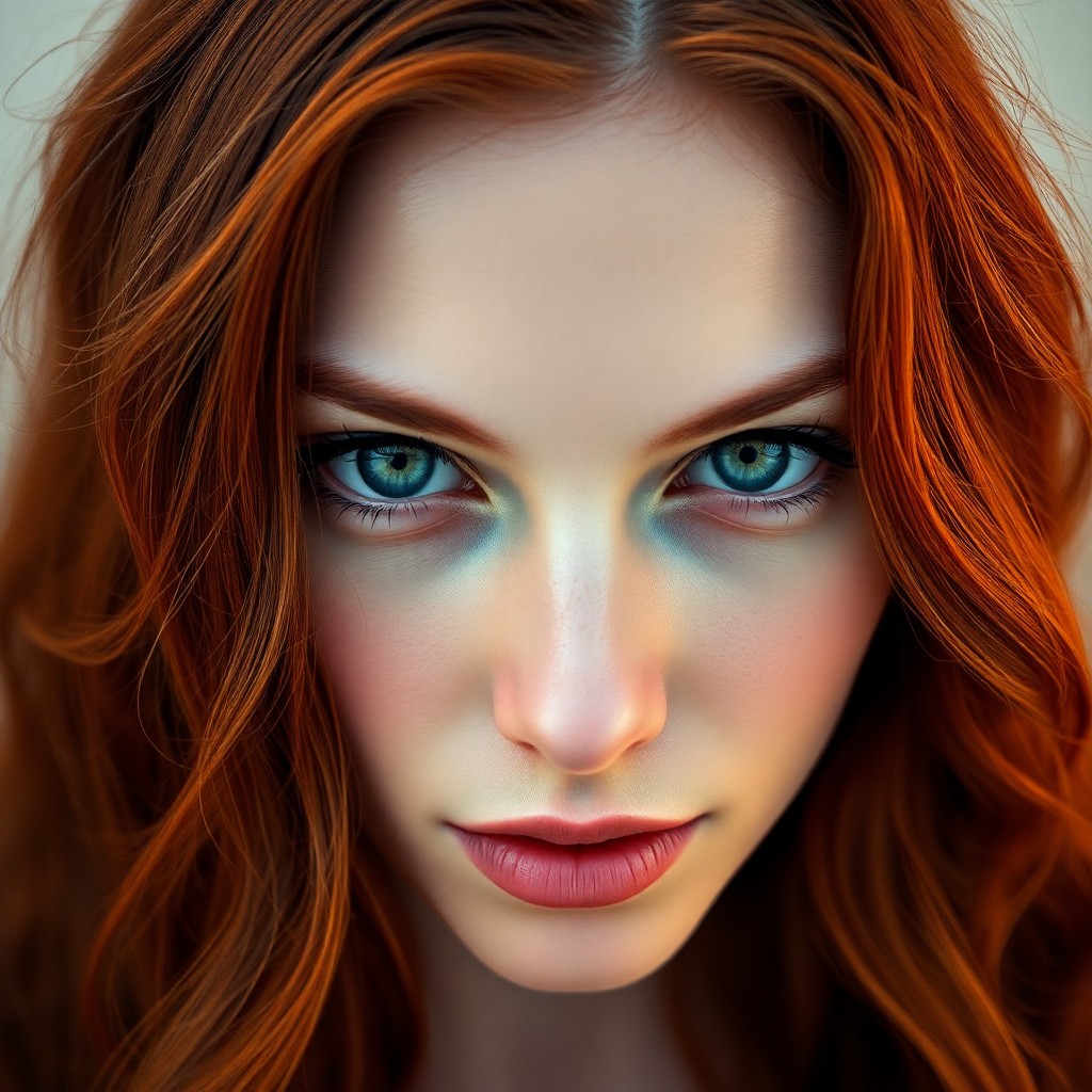 AI generated art for prompt: Envision a close-up portrait of a Nordic woman with soft green eyes, her smooth skin seamlessly blen