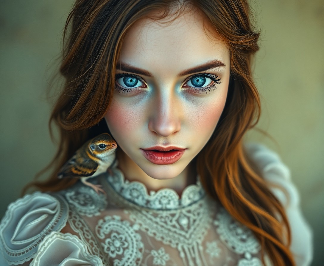 AI generated art for prompt: A photorealistic portrait in the style of a hyper-realistic oil painting with a touch of fantastical