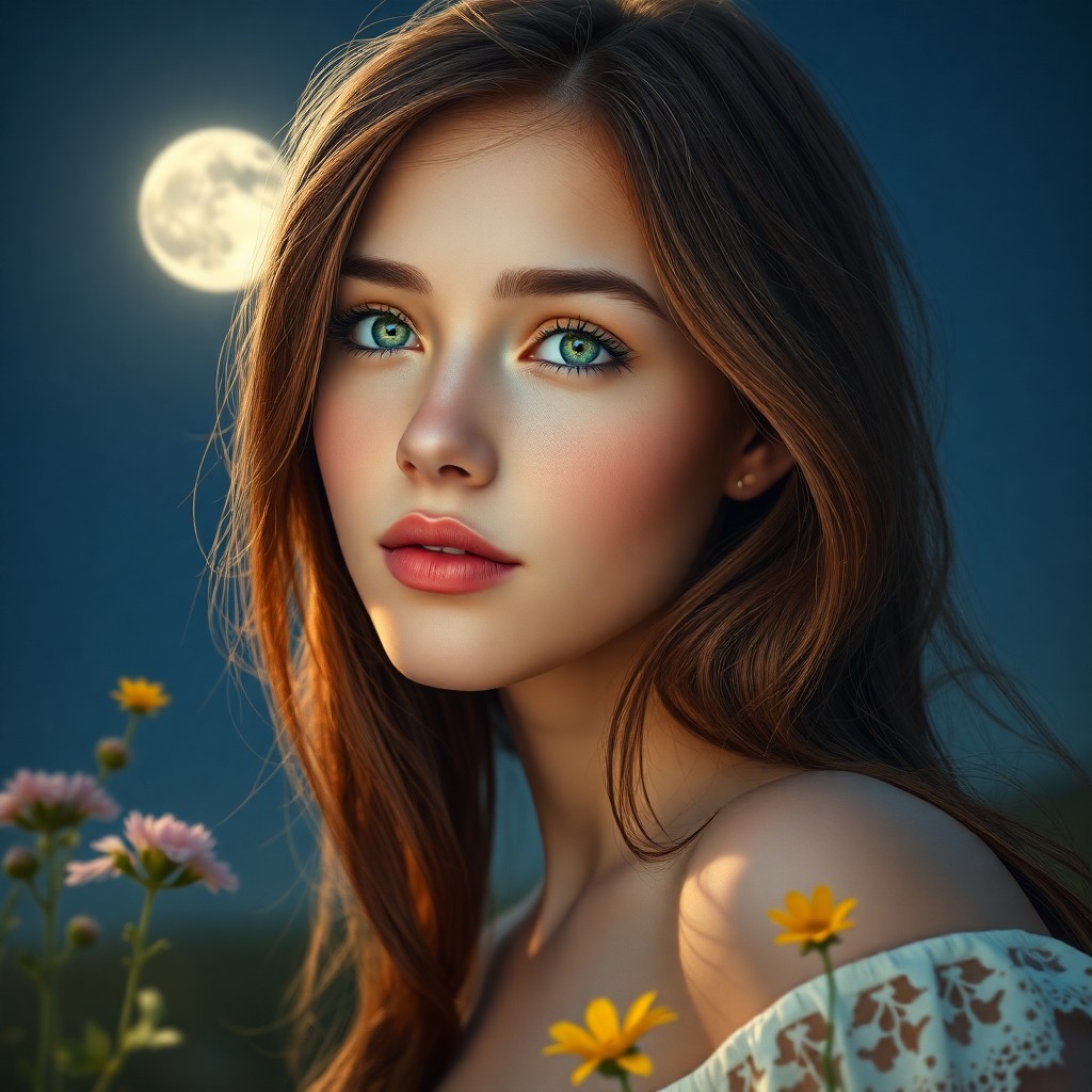 AI generated art for prompt: A captivating photorealistic hyperrealism portrait showcases a young Slavic woman with piercing emer