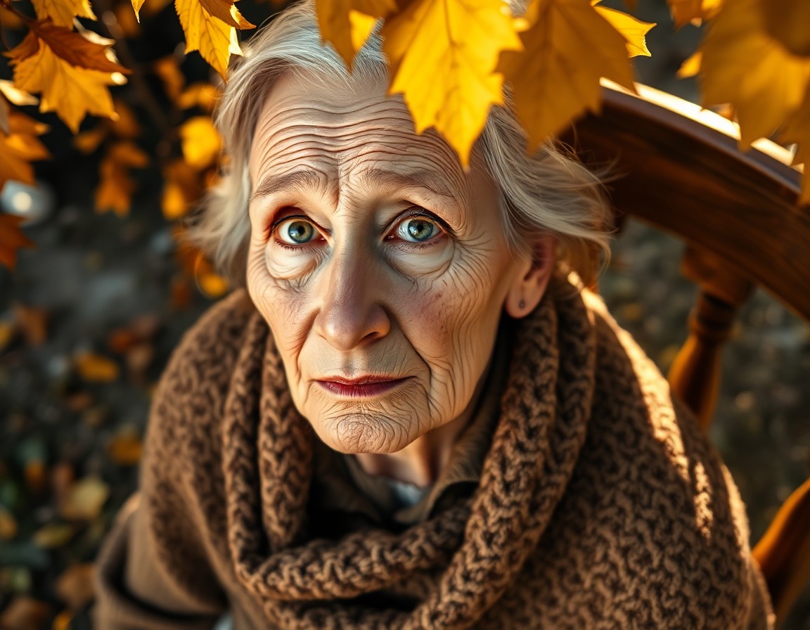 AI generated art for prompt: Craft a photorealistic portrait featuring an elderly Central Asian woman with deep wrinkles and capt