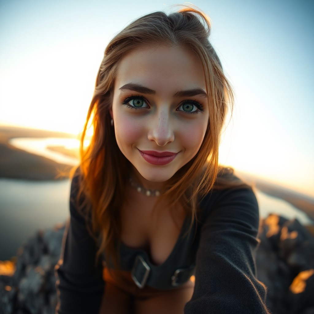 AI generated art for prompt: Envision a captivating portrait of an Eastern European woman with piercing green eyes and a beguilin