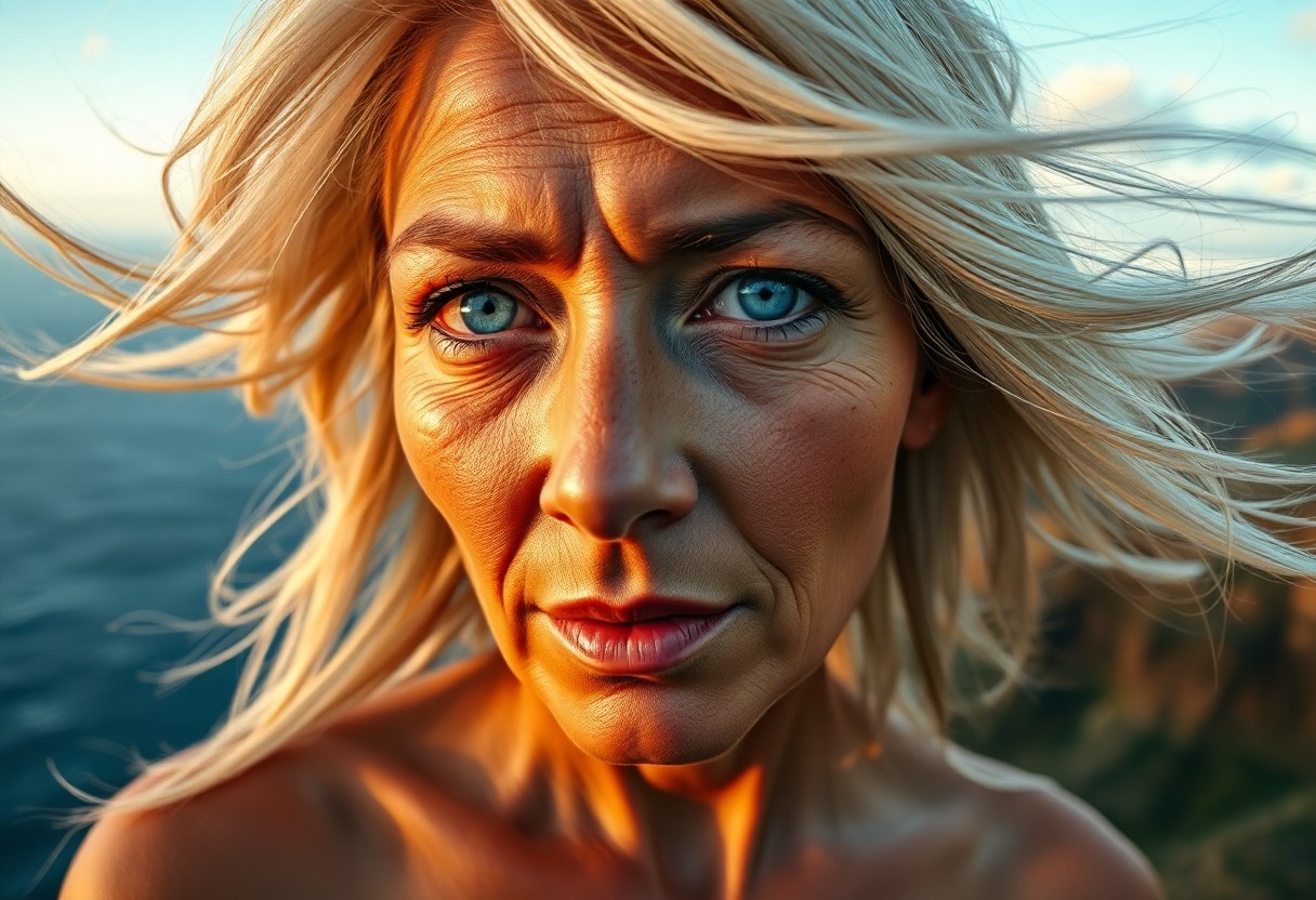 AI generated art for prompt: A photorealistic portrait photograph showcases a Pacific Islander woman in her 40s with an enigmatic