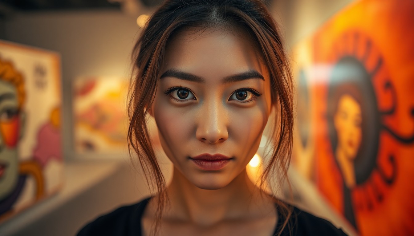 AI generated art for prompt: An iPhone portrait photograph captures the enigmatic allure of a 40-year-old East Asian woman with c