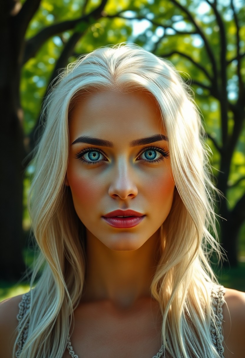 AI generated art for prompt: A photorealistic portrait of an enigmatic Middle Eastern woman with captivating blue eyes and cascad