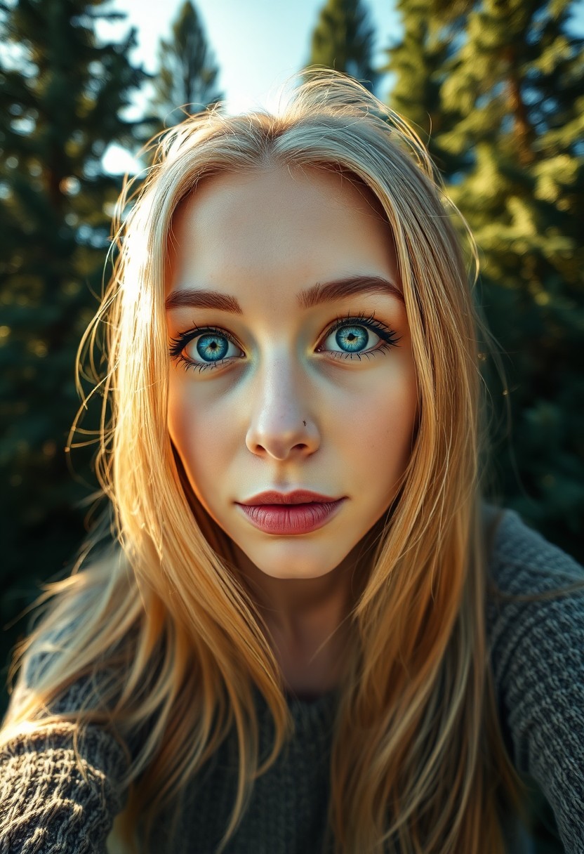 AI generated art for prompt: Craft a hyperrealistic portrait of a late-twenties European woman with captivating ice-blue eyes enh