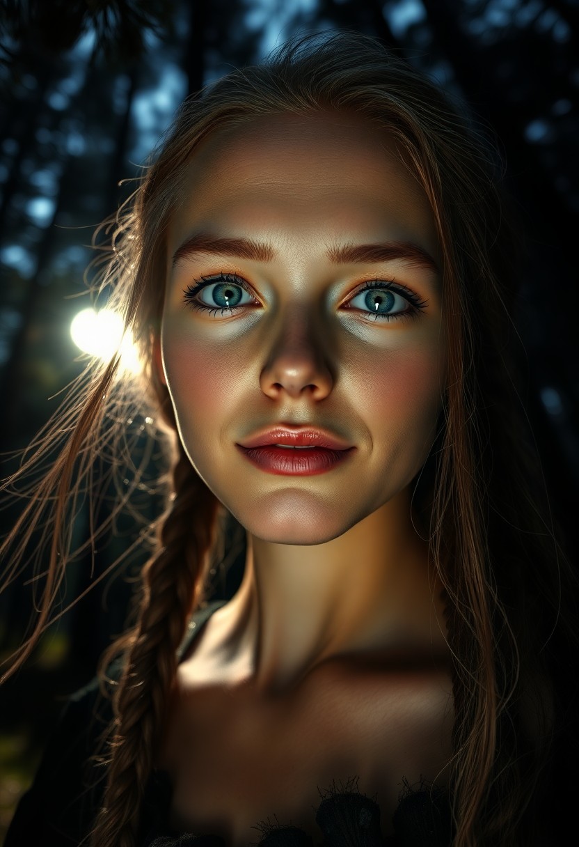 AI generated art for prompt: Envision a hyperrealistic portrait showcasing the enigmatic allure of a European woman with piercing