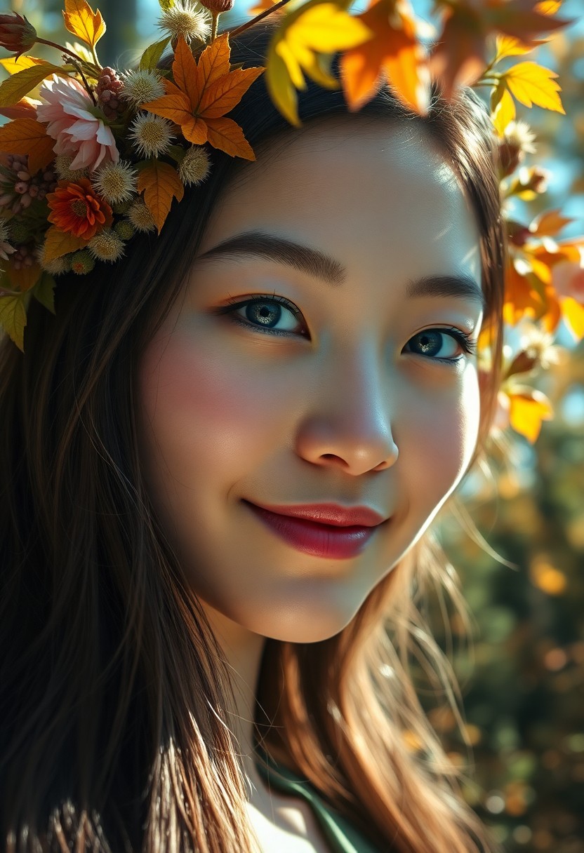 AI generated art for prompt: A photorealistic portrait captured with a smartphone showcases a young East Asian woman with piercin