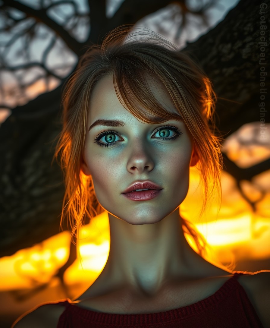 AI generated art for prompt: A photorealistic portrait photograph showcases a Nordic woman with captivating emerald eyes and porc