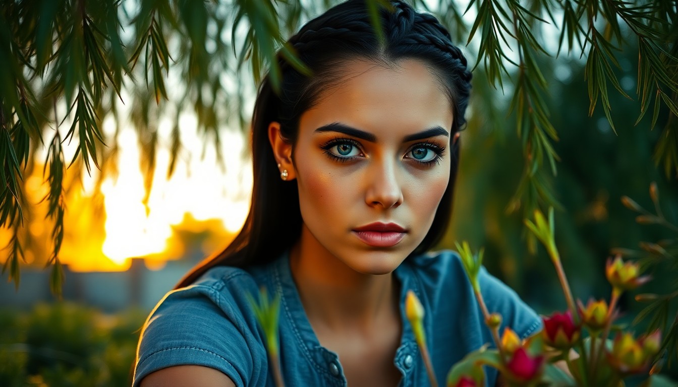 AI generated art for prompt: Envision a hyperrealistic portrait of a Middle Eastern woman with striking blue eyes and defined che