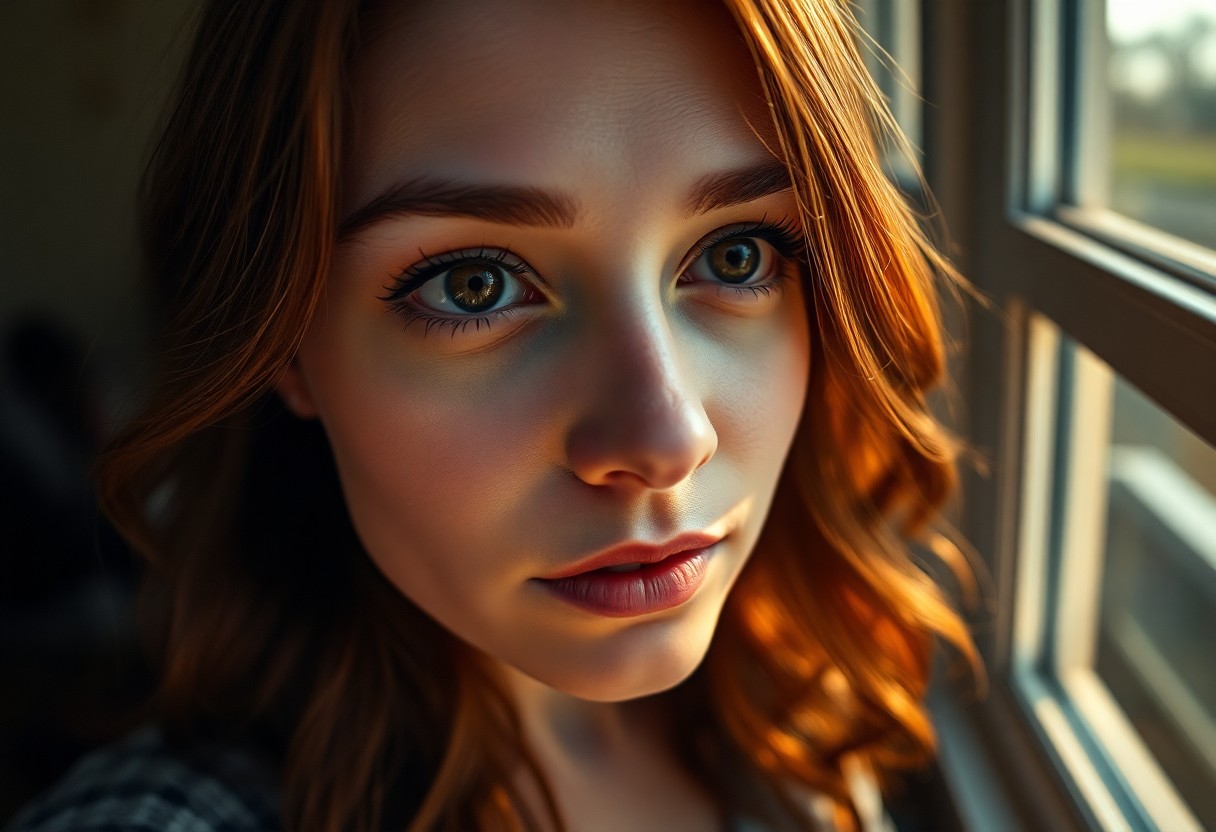 AI generated art for prompt: A captivating portrait photograph presents an Eastern European woman with deep brown eyes and chestn