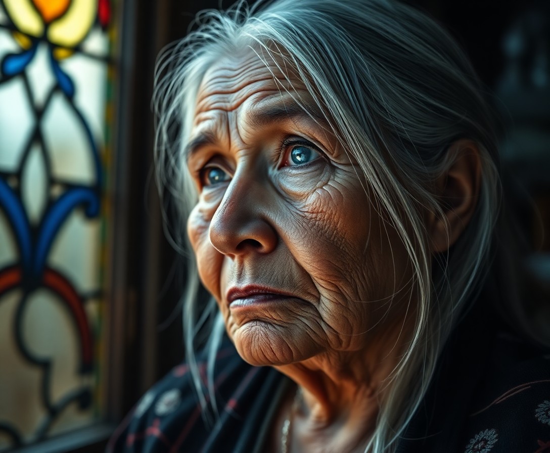 AI generated art for prompt: A digital camera captures an enigmatic portrait of a Pacific Islander elder with piercing blue eyes 