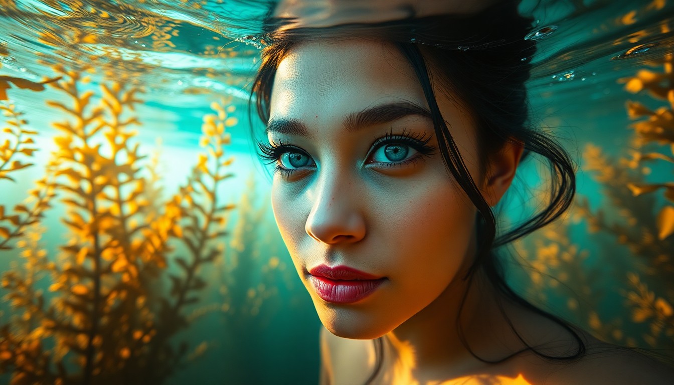 AI generated art for prompt: A photorealistic portrait photograph captures a South Asian woman's soulful gaze with piercing blue 