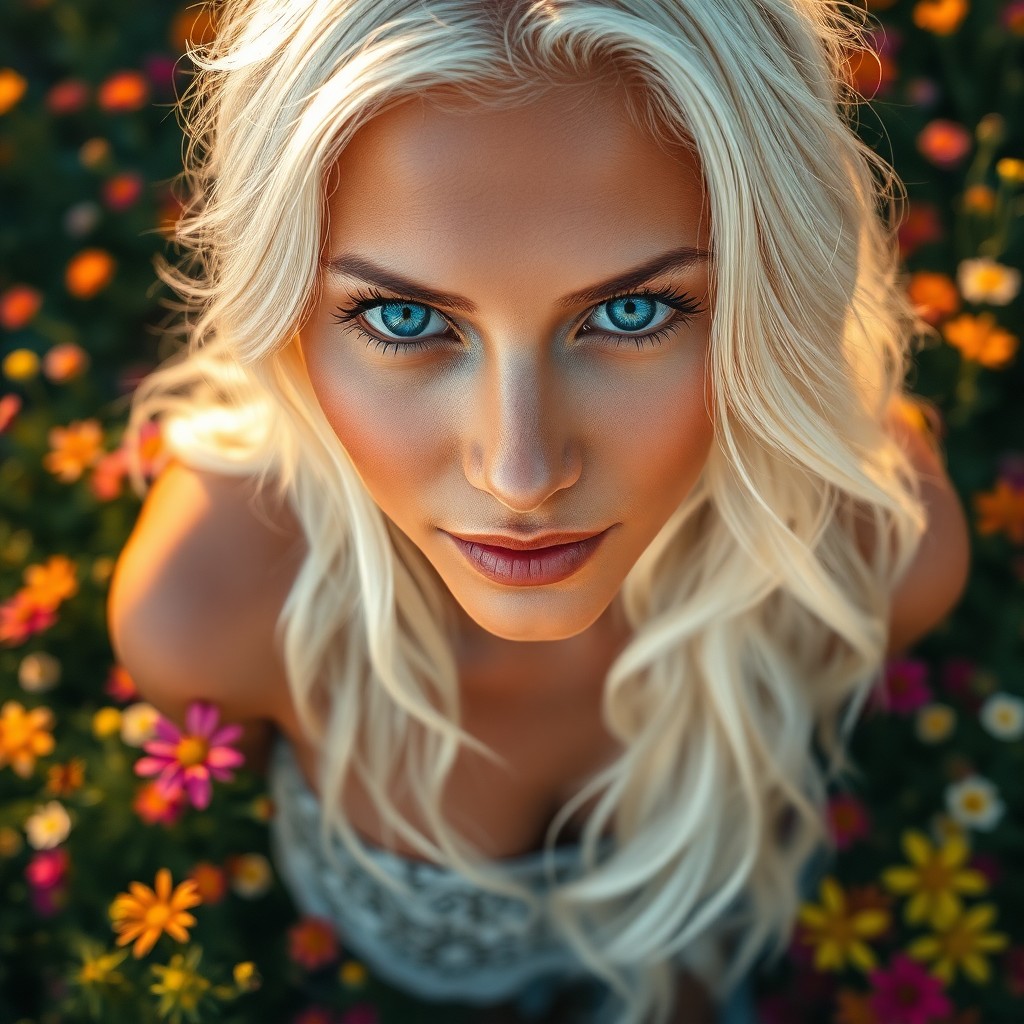 AI generated art for prompt: Envision a photorealistic portrait of a Pacific Islander woman with captivating blue eyes and cascad