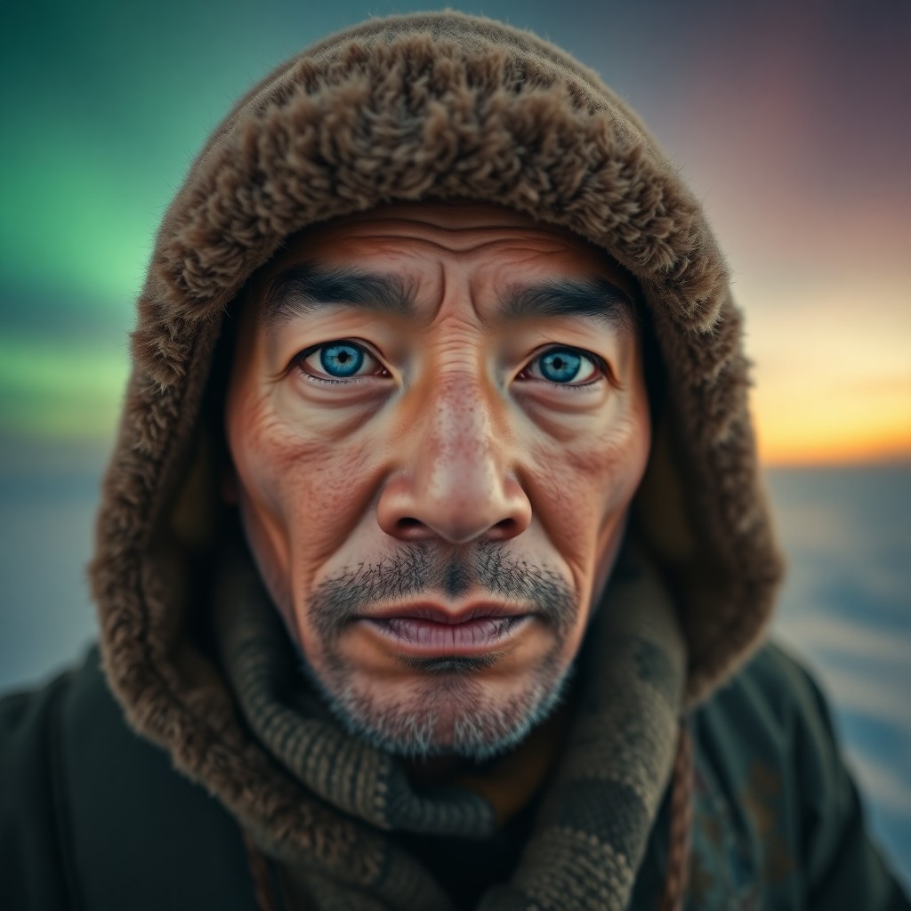 AI generated art for prompt: Imagine a photorealistic smartphone portrait of an experienced East Asian explorer with rugged featu