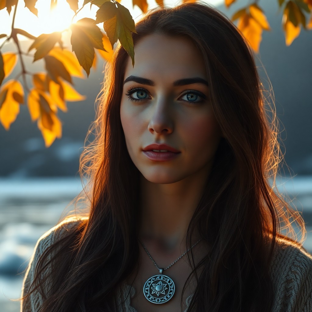 AI generated art for prompt: A photorealistic portrait depicts a Middle Eastern woman with mesmerizing blue eyes and an aura of s