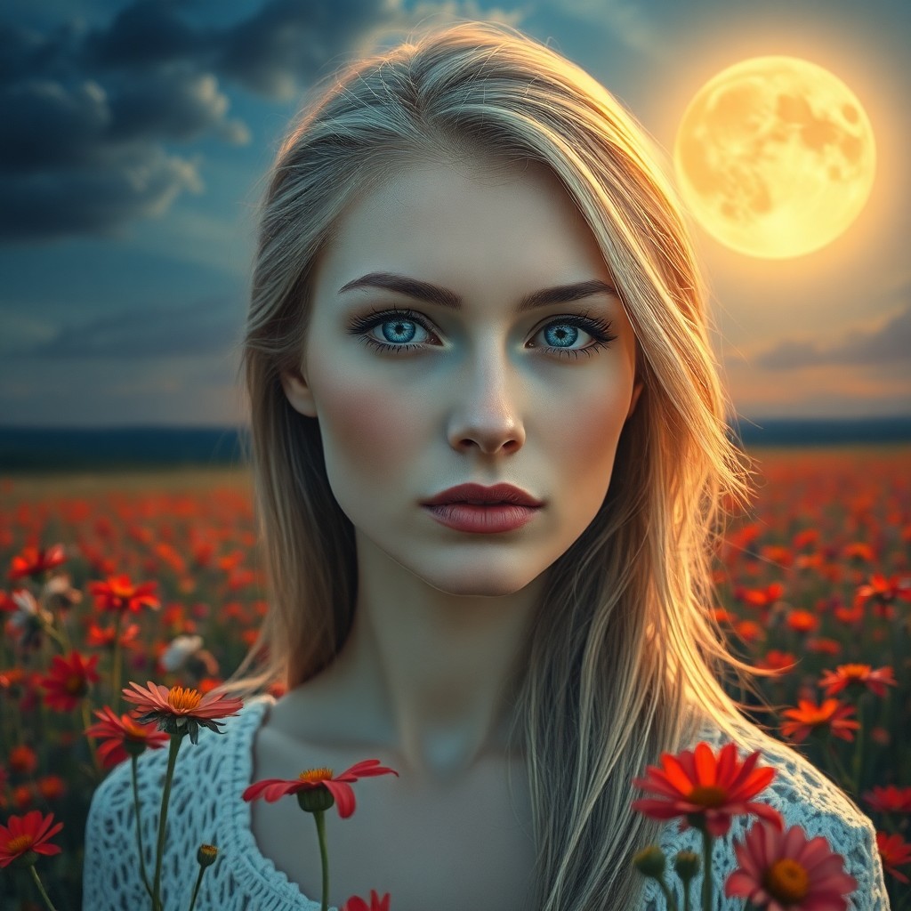 AI generated art for prompt: Envision a captivating portrait photograph exuding serene enigma, featuring a Nordic woman with pier