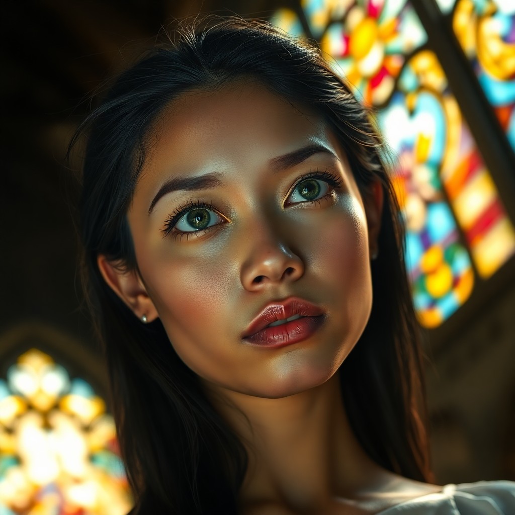 AI generated art for prompt: A photorealistic portrait photograph portrays a Pacific Islander woman with porcelain skin and raven