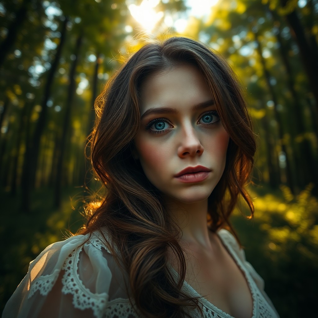 AI generated art for prompt: Envision a portrait photograph showcasing an enigmatic Slavic woman with piercing blue eyes and porc