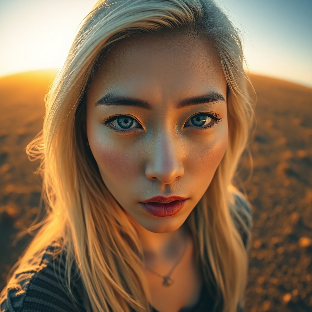 AI generated art for prompt: Envision a photorealistic portrait of an East Asian woman in her forties, distinguished by piercing 