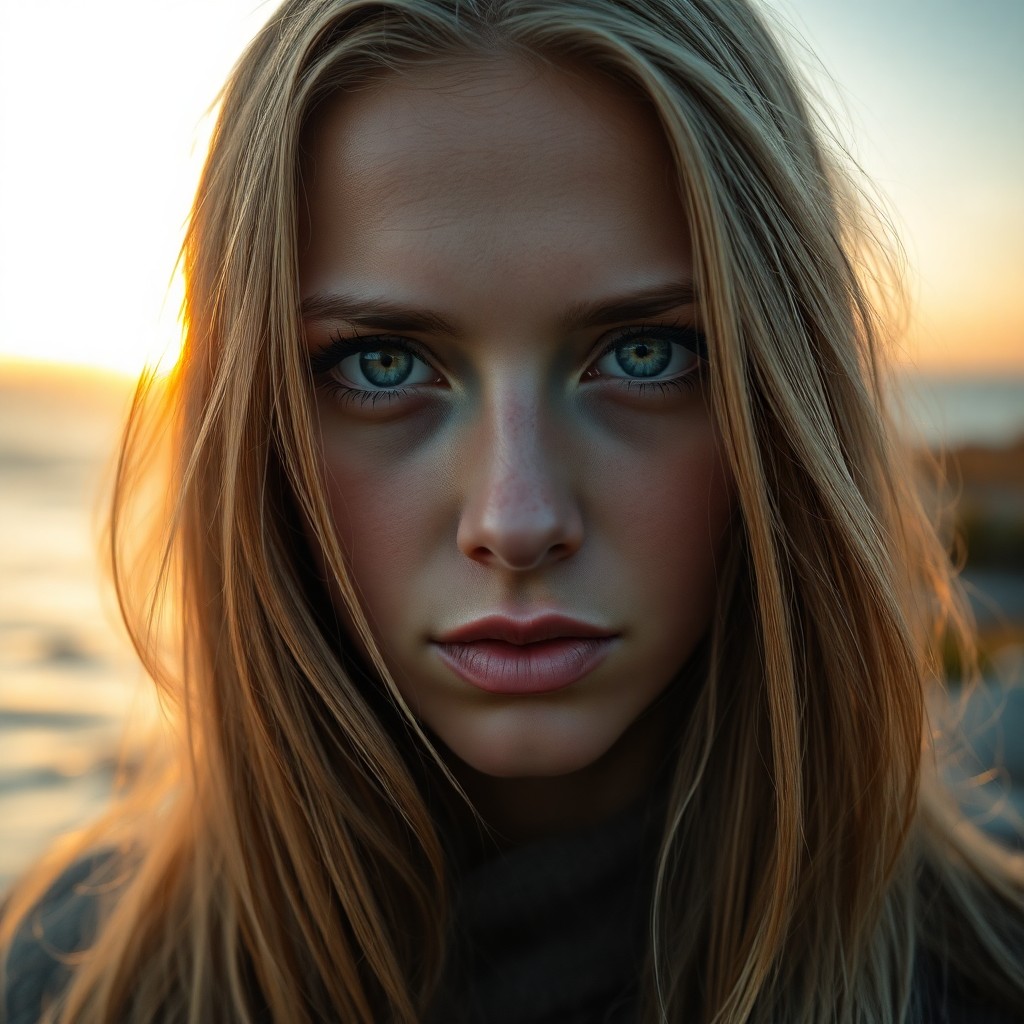 AI generated art for prompt: An ultrarealistic portrait of a Slavic woman with piercing blue eyes captures her enigmatic gaze fix