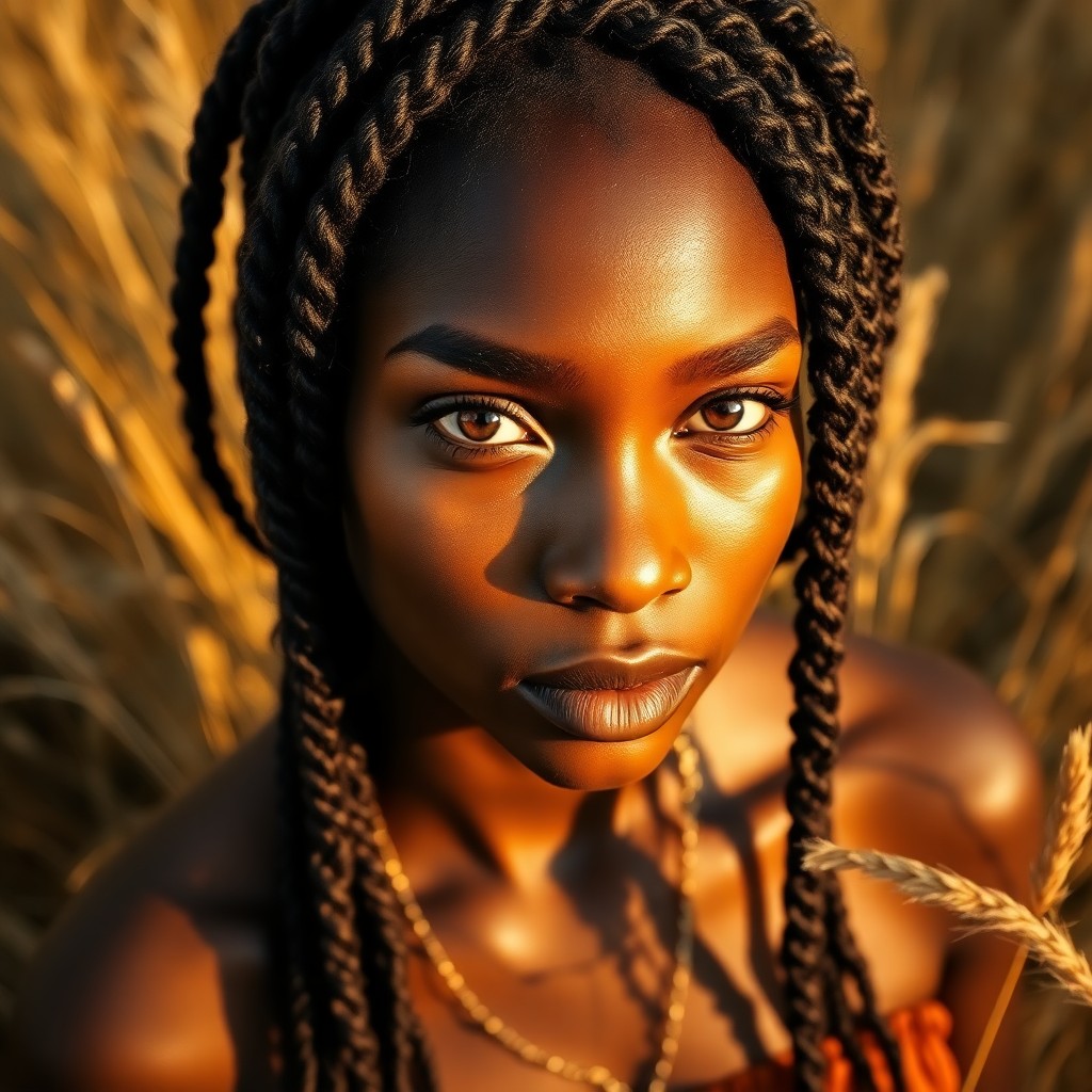 AI generated art for prompt: Imagine a portrait photograph of an African-American woman with soulful brown eyes and intricate bra