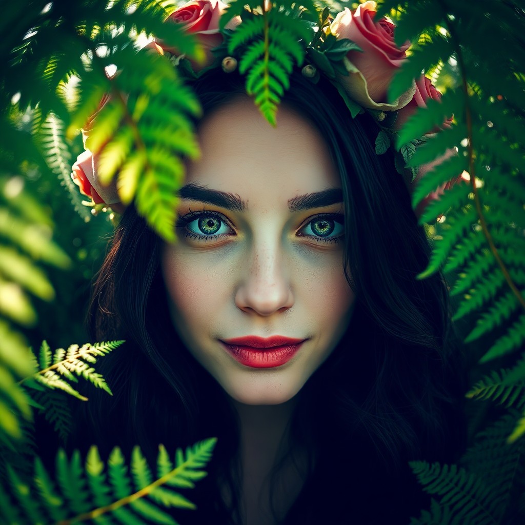 AI generated art for prompt: Imagine a hyperrealistic portrait of a Nordic woman, her mesmerizing emerald eyes and raven-black ha